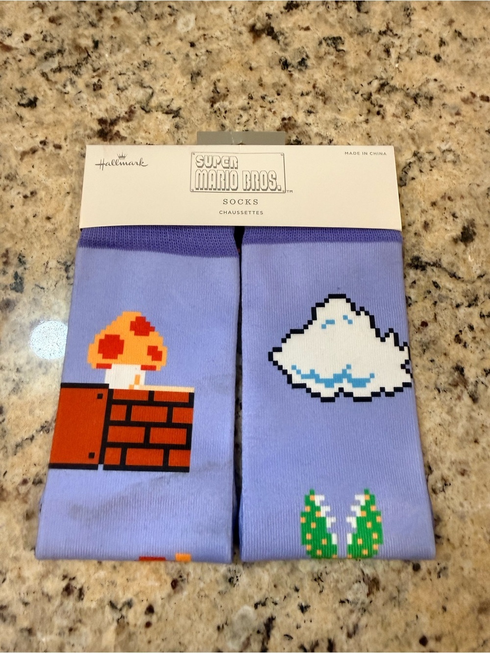 Nintendo Socks with Green Pipe and Red Brick Pixel Art